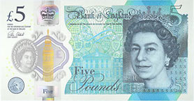 Великобритания: введена в обращение новая банкнота номиналом 5 фунтов стерлингов выпуска 2016 года