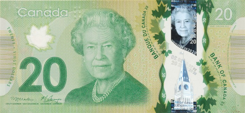 Канада: введена в обращение банкнота достоинством в 20 долларов, изготовленная на полимерной основе. 